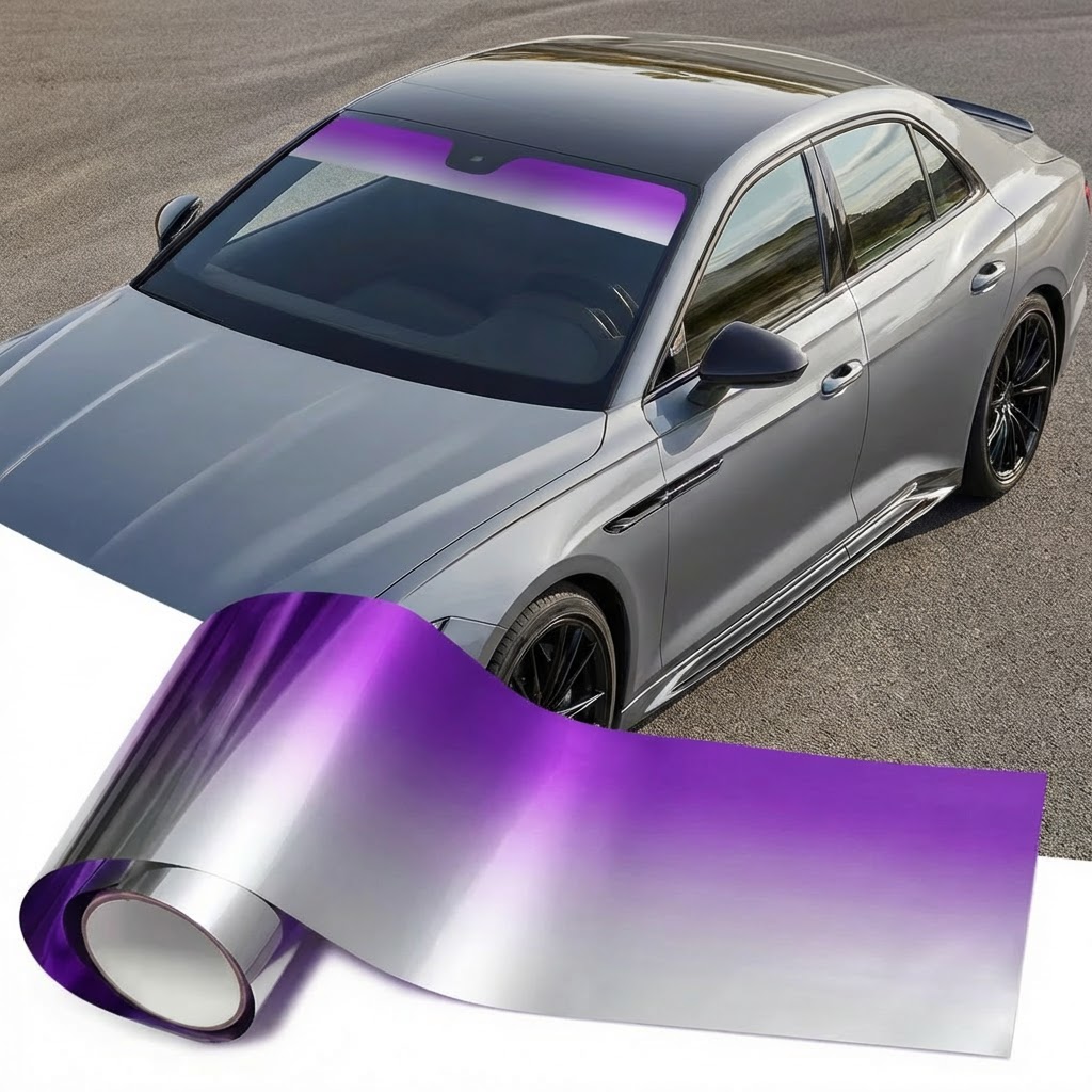 BeiKarR™ Silver Purple Gradient Upper Windshield Protection Film - Image 2