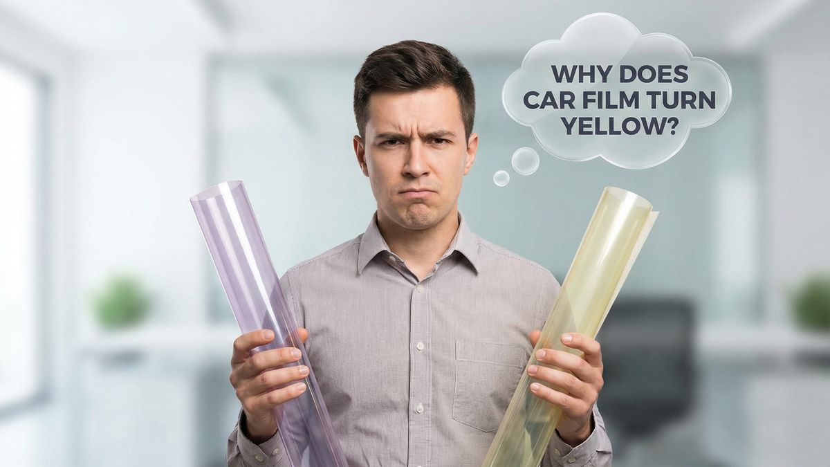why does car film turn yellow